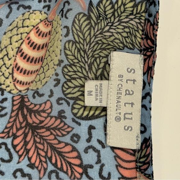 Leaf Print Sleeveless Blouse M | Status by Chenault | Office Chic | Spring boho - Picture 2 of 6